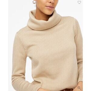 J. crew long sleeve funnel neck pullover hounds tooth knit top size medium